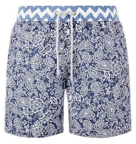 Blue Hawaii - dark blue paisley Swim Short - True Boxers