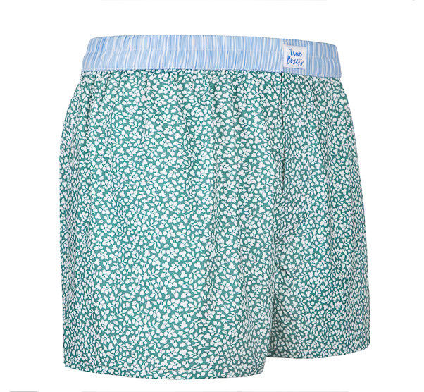 Evergreen - green Boxer Short with floral pattern - True Boxers