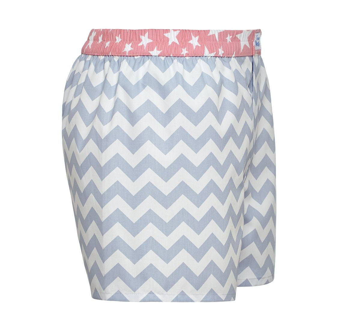 The Zig Zag - blue white zig zag pattern Boxer Short - True Boxers