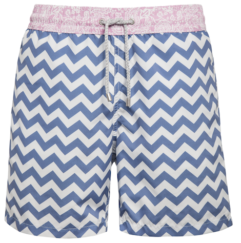 Double Trouble - blue zig zag pattern Swim Short - True Boxers