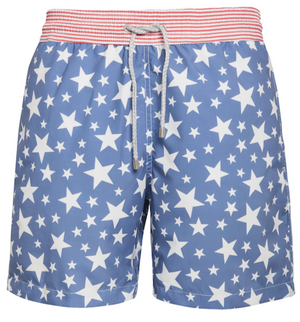 Maybe Baby - red stripes with blue stars Swim Short - True Boxers